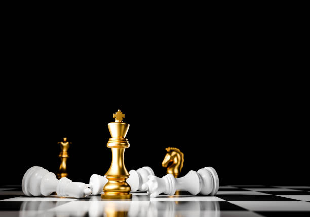 istock 3d illustration. Chess game on paper, available in gold and black. 1454769184