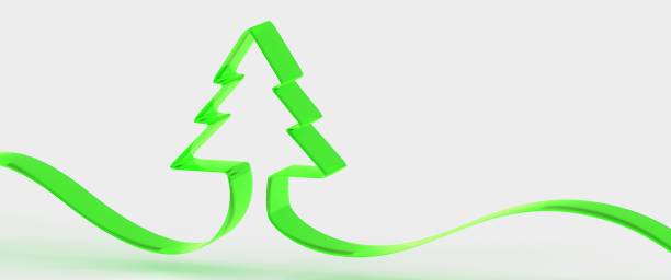 istock 3D render of a green ribbon forming a Christmas tree isolated on a white background 1454769758