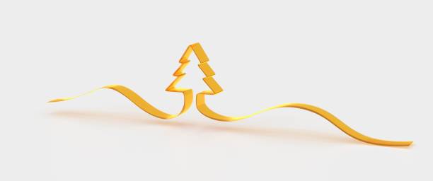 istock 3D render of a orange ribbon forming a Christmas tree isolated on a white background 1454769767