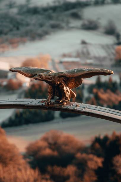 istock Selective focus shot of the bronze eagle on the Adlerbogen viewpoint arch 1454770645