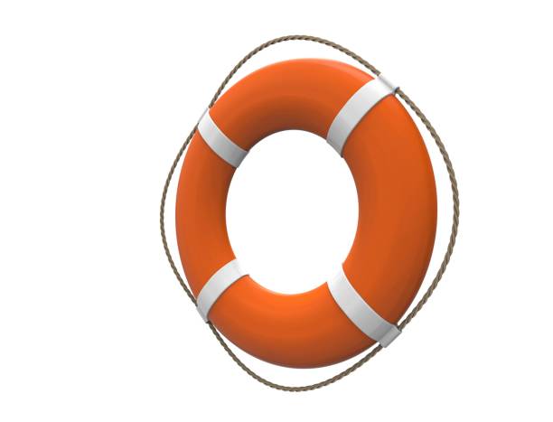 istock 3D rendering of an orange life-saving buoy isolated on a white background 1454771591