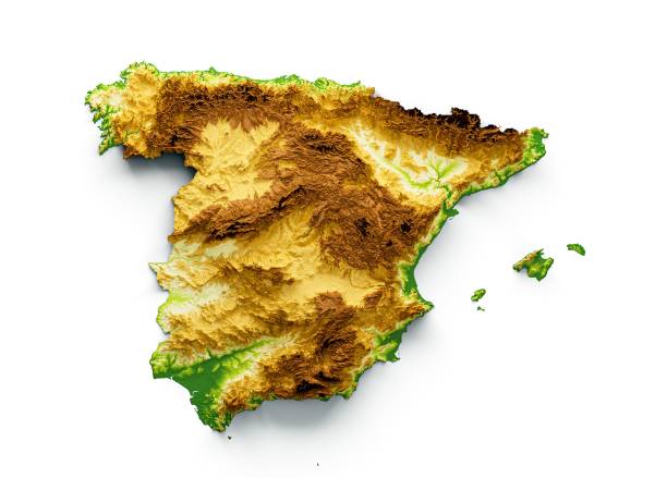 istock 3D rendering of the Spanish map with soil and land geology 1454771926