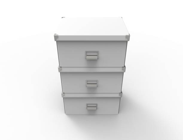 istock 3d rendering of simple storage boxes on each other isolated on white background. 1454774221