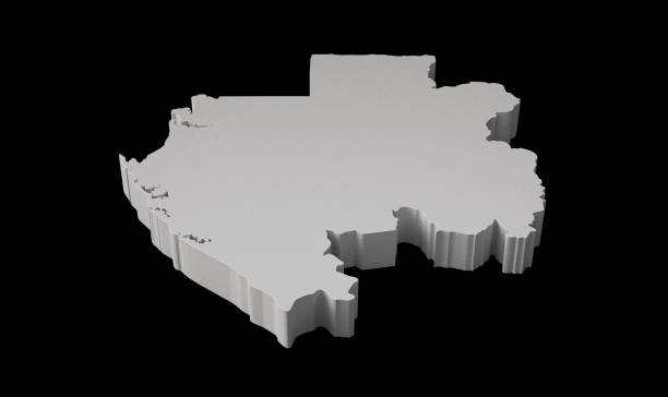istock 3d illustration of the Gabon map on black background 1454774899