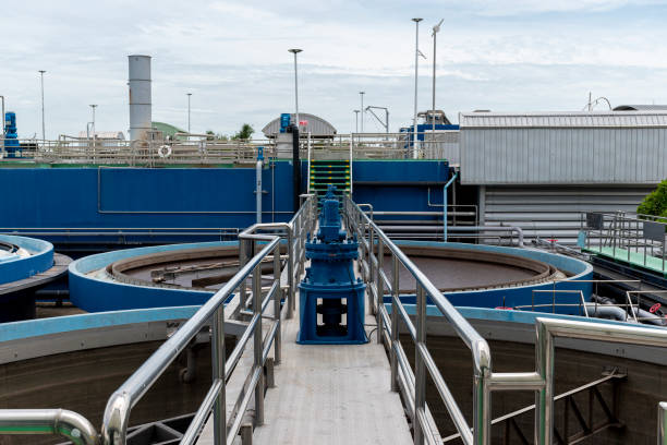 istock Waste water treatment ponds from industrial plants 1454775963
