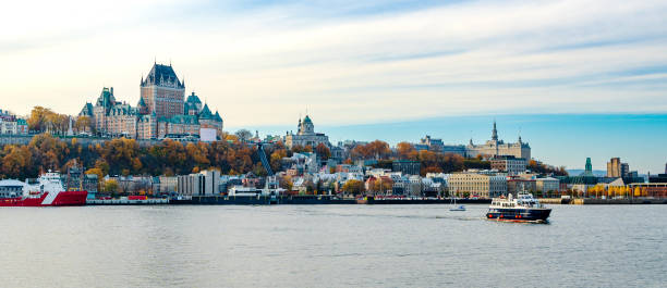 istock Quebec City Old Town panoramic view in autumn. Saint Lawrence River. Quebec, Canada. 1454776117