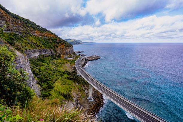 istock Famous Sea Cliff Bridge, NSW on a cloudy morning 1454777698