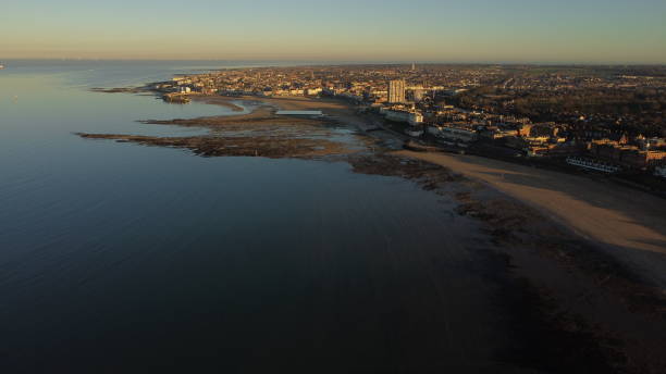 istock Top view of Margate harbour and beach kent 1454777846