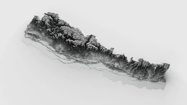 istock 3D rendering of Nepal topographic map 1454778875