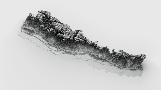 A 3D rendering of Nepal topographic map
