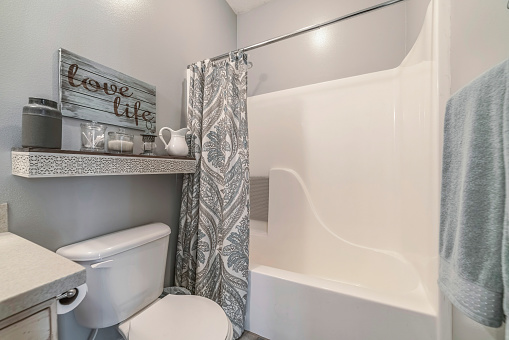A modern minimalist bathroom interior design