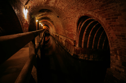 Underground old sewerage treatment plant tunel of the 19th century