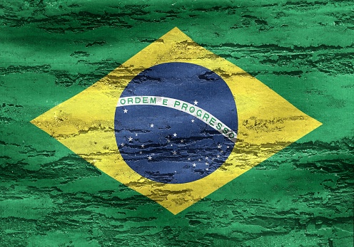 The painted flag of Brazil on the wall
