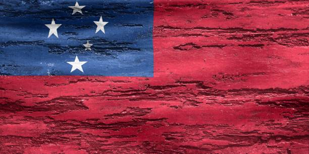 istock Illustration of the Samoa flag on a concrete background 1454783052