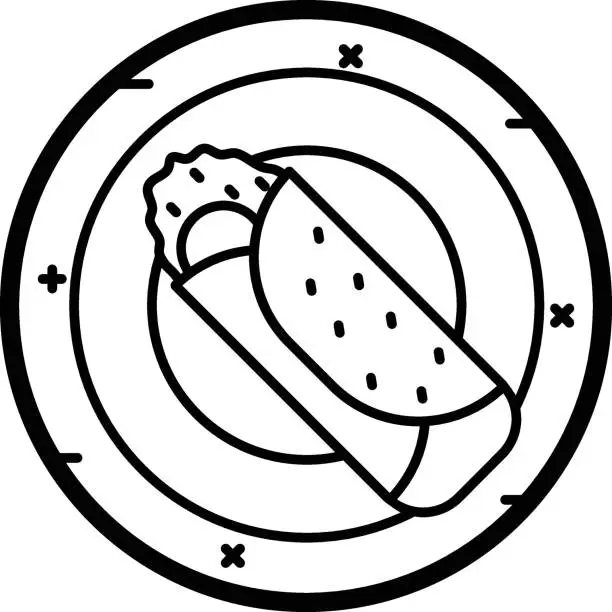 Vector illustration of Durum or durme concept, Burrito or Gyro vector line icon design, Republic of Turkiye symbol, Turkey culture sign, Turkish traditions Elements stock illustration