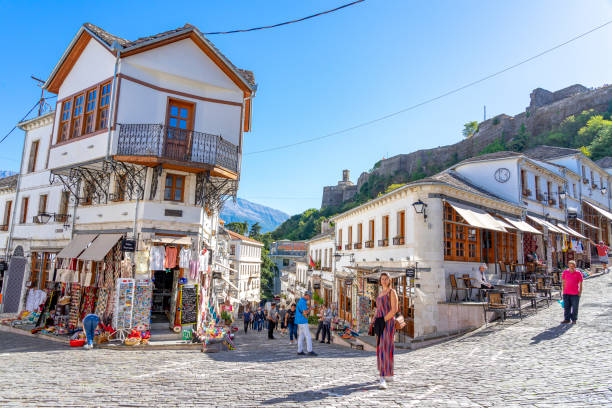 old city center of Gjirokastër stock photo