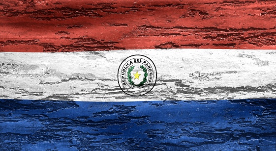 Paraguay flag - realistic waving fabric flag
