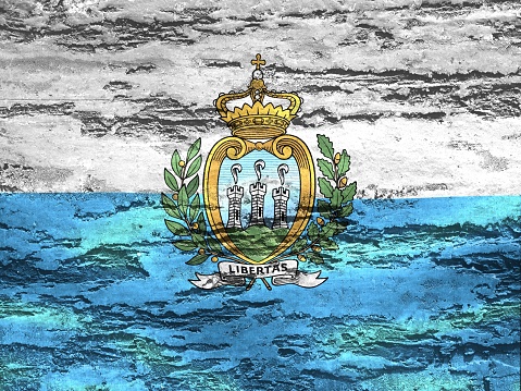 3D-Illustration of a San Marino flag - realistic waving fabric flag.