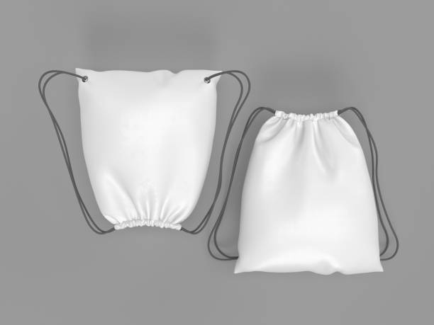 istock 3D rendering of white-colored cosmetic drawstring bags on a grey background 1454785493