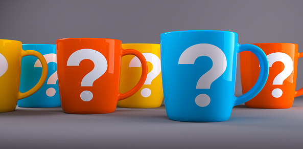 Question Mark Cocktail Question Marks On The Cups Stock Photo - Download Image Now - Q and A ...