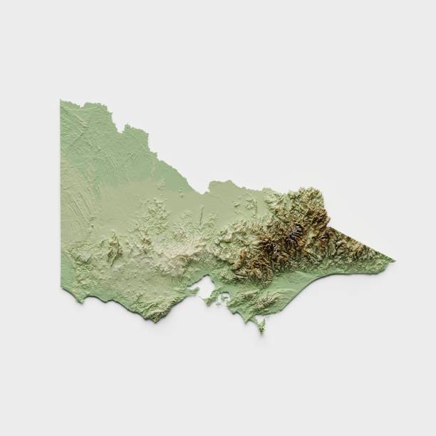 istock Victoria, Australia Topographic Relief Map - 3D Render 1454804071