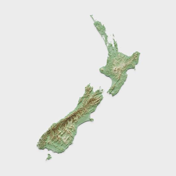 kuvapankkikuvat ja rojaltivapaat kuvat aiheesta uuden-seelannin topografinen helpotuskartta - 3d-renderöinti - uusi seelanti