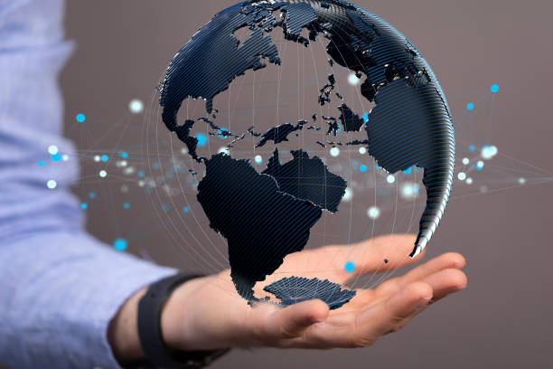 istock Photo of 3d rendered earth floating over man hand 1454804101
