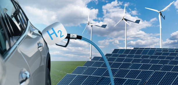 istock Fuel cell car with connected hydrogen fueling nozzle 1454804228