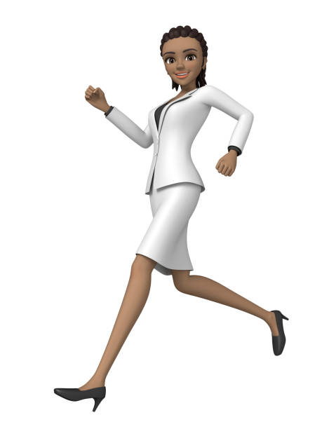 African-American woman running at a brisk pace.