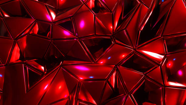 istock Abstract red mosaic background, shiny metal polygons 1454808485