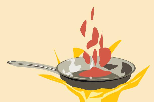 istock Pan with cooking food and high heat 1454808517