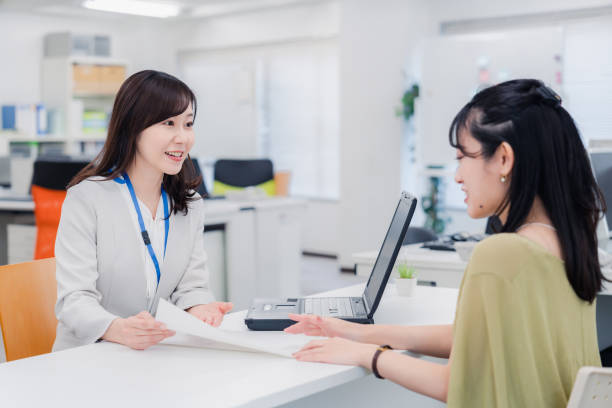 A woman at the reception desk