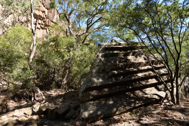 istock Sawn Rocks, Narrabri, NSW - fallen boulder with cliff in background 1454809859