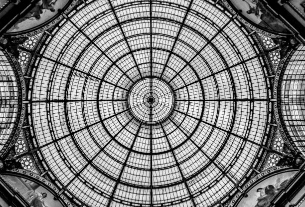 istock Scenic black and white shot of a building dome from inside 1454811516
