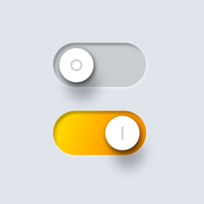 Power button for mobile app. Modern trendy neumorphism user interface style