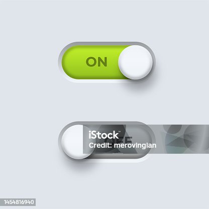 istock Power button for mobile app. Modern trendy neumorphism user interface style 1454816940