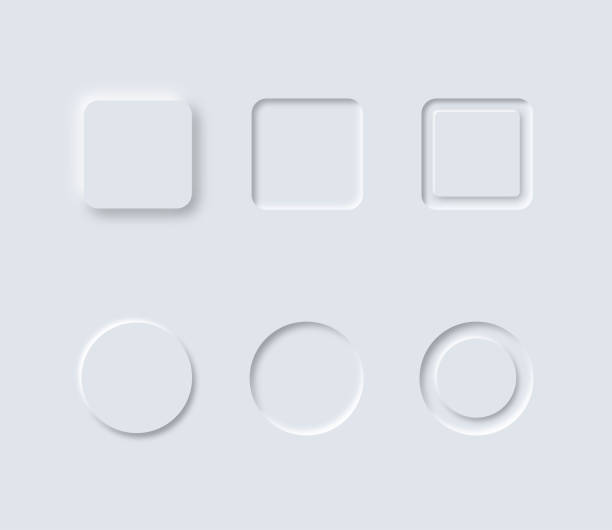набор элементов дизайна пользовательского интерфейса neumorphism. простой модный интерфейс для приложений - interface icons push button button control panel stock illustrations