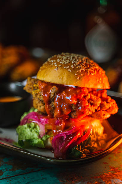 istock Closeup shot of a delicious burger 1454822178