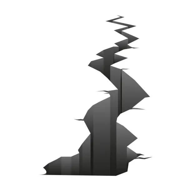 Vector illustration of Cracked hole. Damaged earth texture.