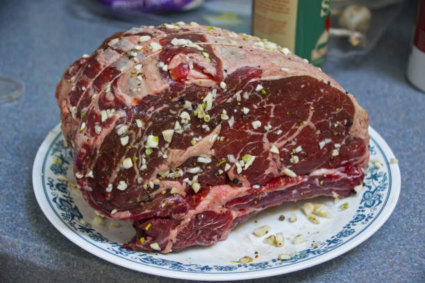 Prime Rib Ready for the Oven stock photo