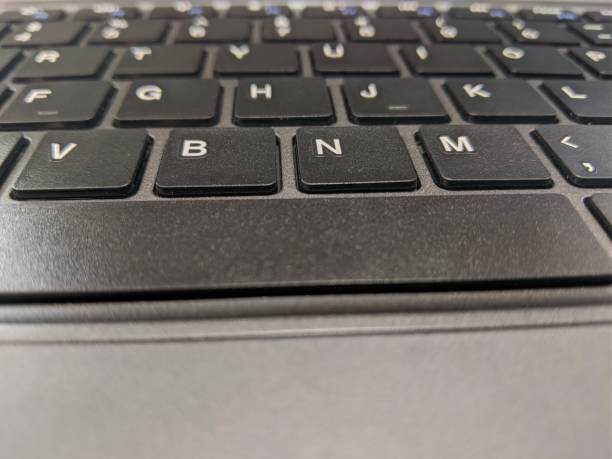 istock Close-up of grey keyboard laptop 1454827577