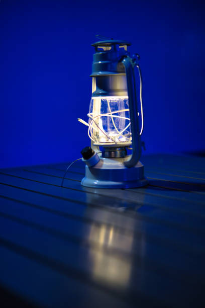 istock Outdoor image Lantern placed on the table at night 1454827696
