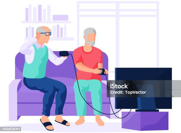 Old Person Using Computer Gif Old Person Sitting And Playing Video Games With Friend Elderly People ...