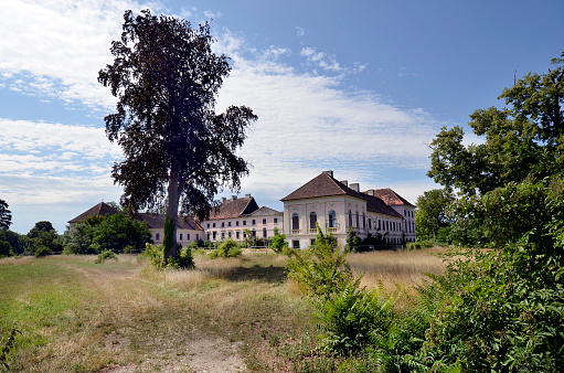 Bruck an der Leitha, Austria - July 15, 2022: Old Trautmannsdorf Castle in Lower Austria, which is in need of renovation