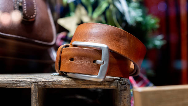 istock Brown leather belt photography still life. 1454831905