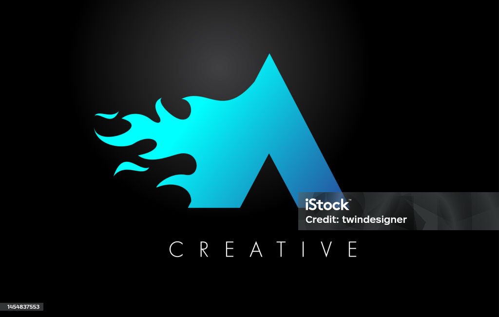 Api Biru Desain Logo Api Huruf Konsep Huruf Logo Api Ilustrasi Stok ...