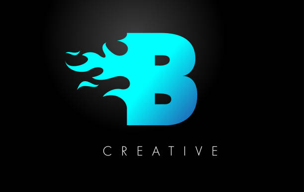 Blue fire  Blue B Letter Flame Logo Design. Fire Logo Lettering Concept. Blue fire  Blue B Letter Flame Logo Design. Fire Logo Lettering Concept Vector. fire letter b stock illustrations