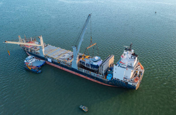 istock Drone view of heavy logistic cargo ship on Ha Long bay 1454837648