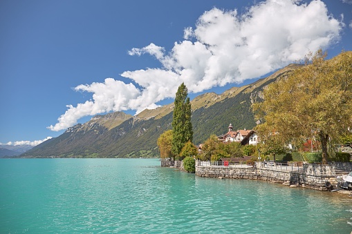A beautiful shot of lake Brienz in Switzerland on a sunny day