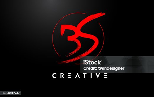 istock Red BS Brush Letter Logo Design. Artistic Handwritten Letters Logo Concept. 1454841937